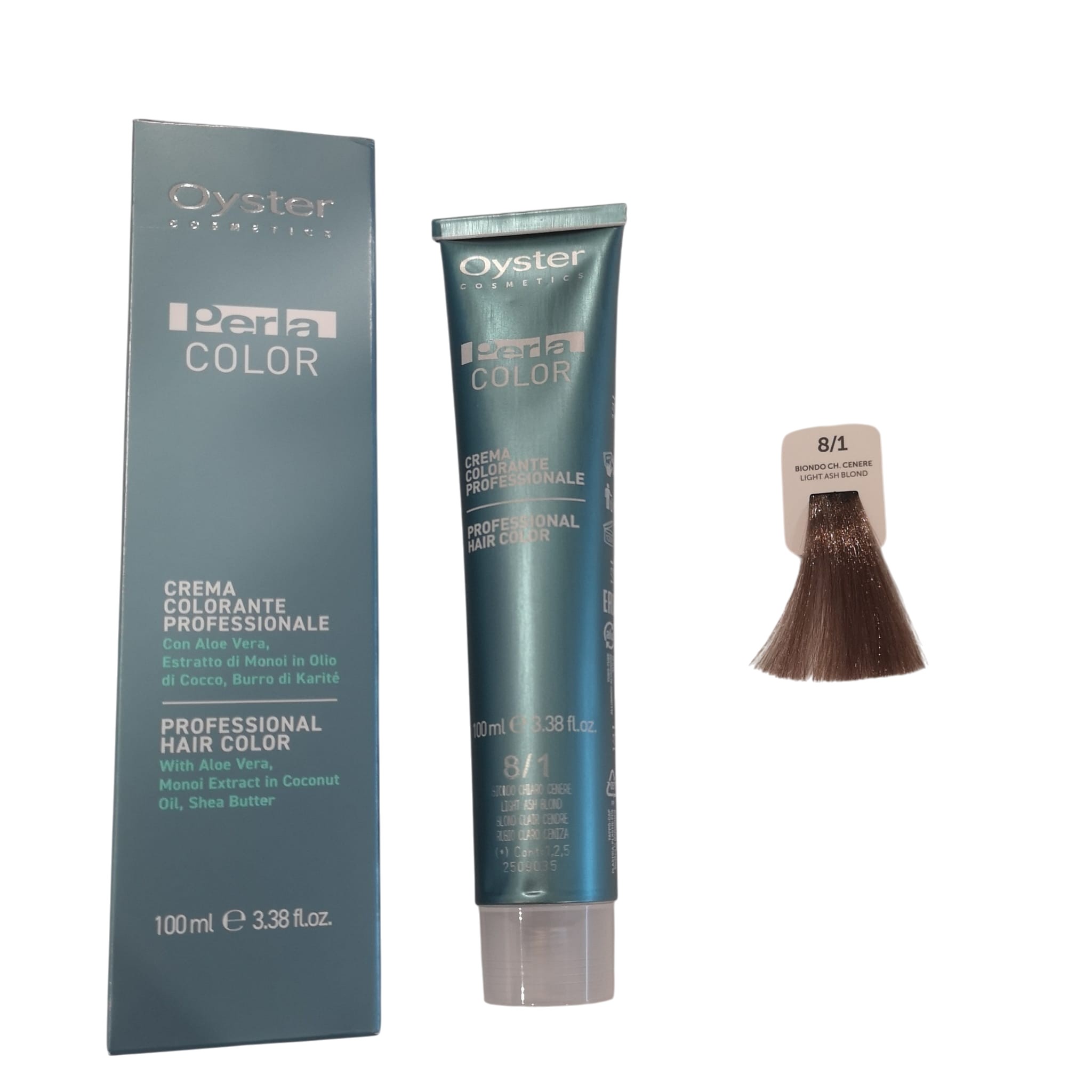 Colore Capelli Professionale N. 8/1 Biondo Chiaro Cenere Perla Color Oyster Cosmetics 100ml